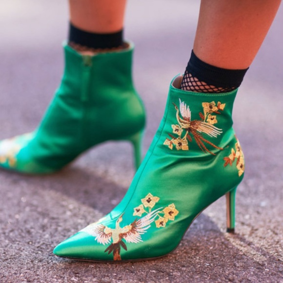 Zara Emerald Satin Green boots size 40/8.5 - Picture 9 of 10